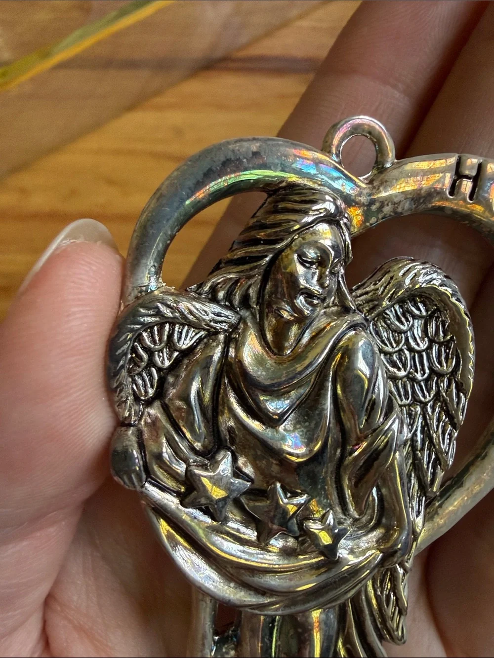 Gorham Silver Plated Angel Ornaments Hope Peace Love holiday Christmas decor